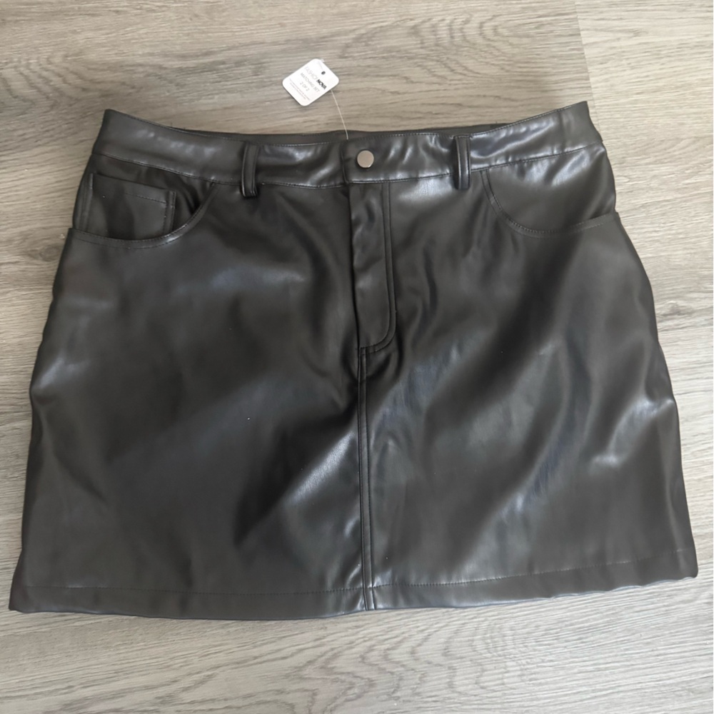 Fashion Nova Black Faux Leather Skirt